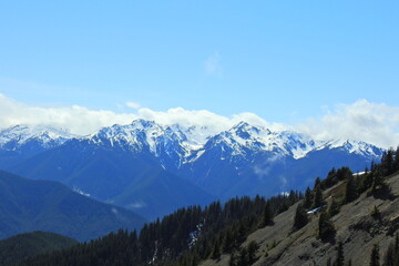 The beautiful scenery of the Olympic Mountains in the Pacific Northwest, Olympic National Park, Washington State.