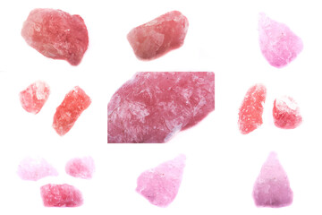 Collection of stone mineral pink quartz