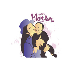 Illustration woman with child for mothers day vector design