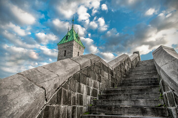 Obraz premium Stone staircase in old Quebec City, Canada