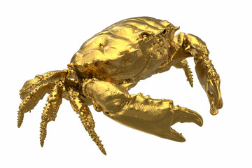 3d render of golden crab on white background