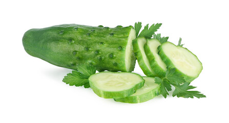 Cucumber slice isolated on white background
