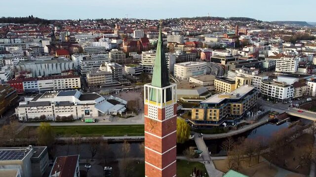 Luftaufnahme Stadkirche, Congresszentrum, Parkhotel Pforzheim