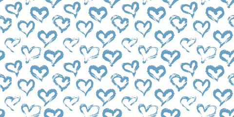Seamless heart pattern hand painted with ink brush