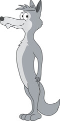 Cartoon illustration of a friendly wolf