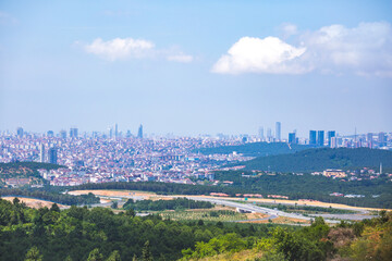 View of the panorama of the city of Istanbul from afar