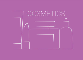 Cosmetic and makeup products. Logo design. Line art