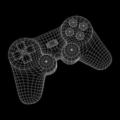 Game controller or gamepad for videogames. Wireframe low poly mesh vector illustration. © newb1