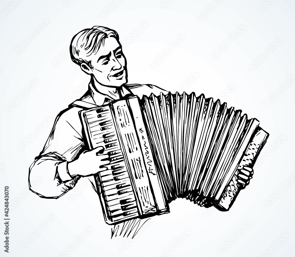 Wall mural a man plays the accordion. vector drawing