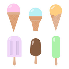 A collection of colorful ice cream. Images in flat style. Vector illustration