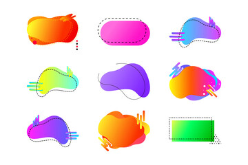 Set of modern Memphis abstract shape with copy space for text. Template for web design, banner, promotion, greeting card, advertising.