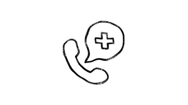 Call medical icon in hand draw style. Motion graphics
