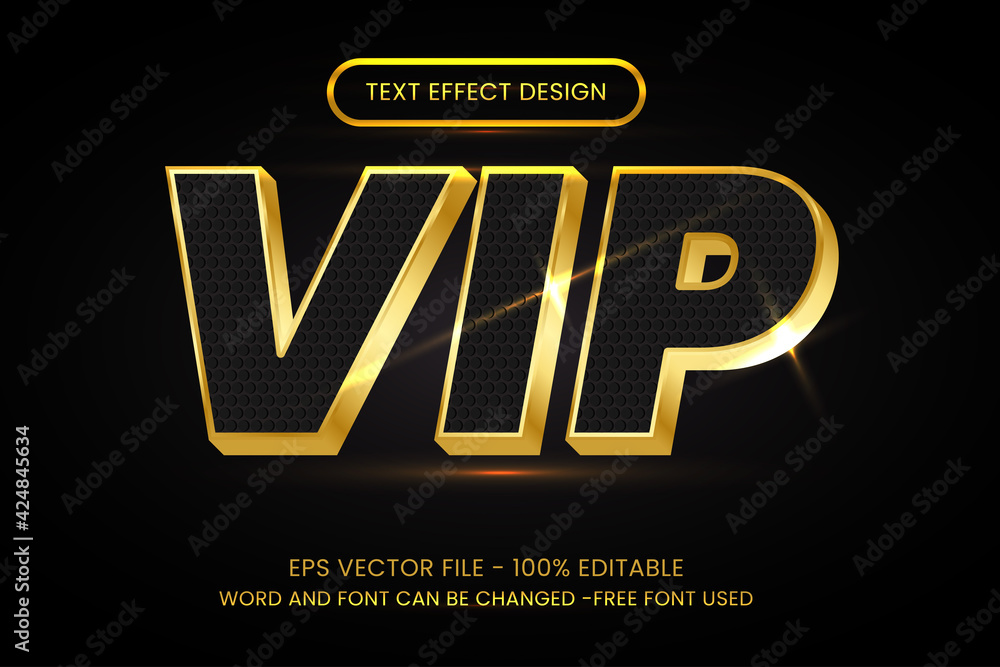 Wall mural editable text effect gold style, vip text.