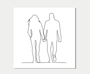 continuous line drawing of couple hand holding together. Romantic Concept.