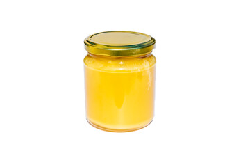 Honey in jar isolated on white background