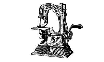 Vintage Antique Sewing Machine on White Background