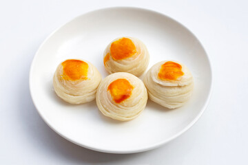 Chinese pastry on white background.