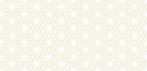 Subtle minimalist geometric floral pattern. Golden abstract seamless texture with small flower shapes, tiny triangles. Minimal white and gold background. Modern luxury ornament. Trendy repeat design