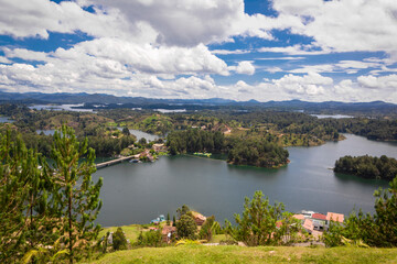 Landscape of the reservoir of Peñol and Guatapé located in Antioquia (Colombia)