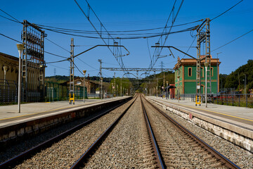 Fototapeta na wymiar Railway station in Europe on a sunny summer day