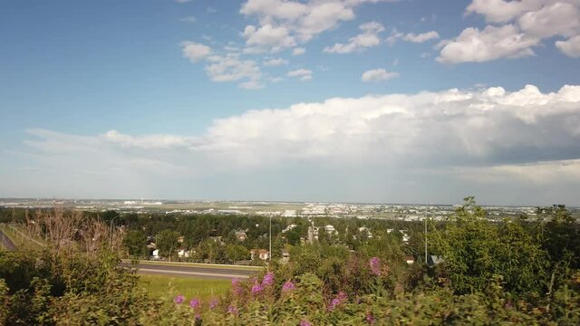 CALGARY, CANADA - JULY 2019: Aerial View from Nose Hill Park of Calgary International Airport