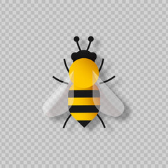 Isolated paper cut yellow bee insect concept
