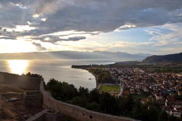 Fototapeta na wymiar View of Ochrid Lake from Smauel's Fortress