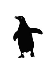 drawing black silhouette animal : penguin are walking