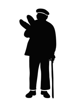 recommend clip art: drawing black silhouette  a grandfather with a bread
