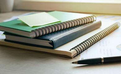 Business documents, business charts on the office table as a business workplace concept. Soft light.