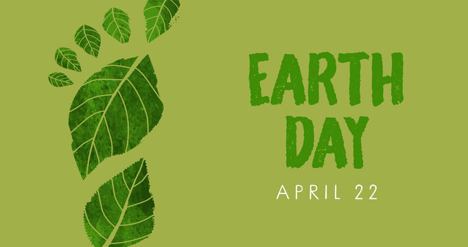 Earth day green leaf foot print concept banner