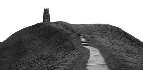 Glastonbury tor,  English landscape, path to castle . © romansucho 67