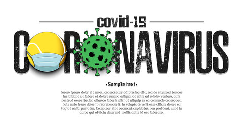 Coronavirus sign with soccer ball in mask
