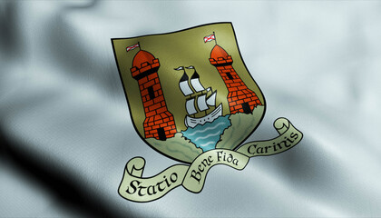 Obraz premium 3D Waving Ireland City Flag of Cork Closeup View
