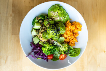 Avocado bowl. Plant based meal.