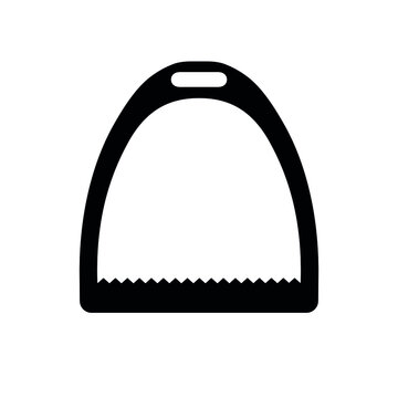 Vector flat horse equestrian saddle stirrup silhouette isolated on white background