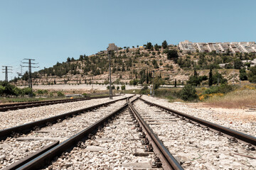 Fototapeta na wymiar Railway Track Scene in Jerusalem
