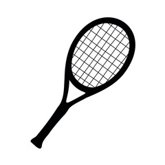 Vector hand drawn tennis racket silhouette isolated on white background