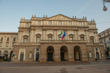 Fototapeta na wymiar Exterior of the Teatro alla Scala in Milan famous all over the world for its representations