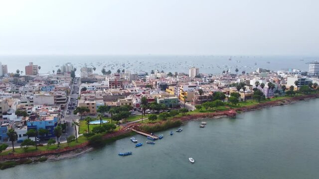 Aerial view of the District of La Punta, located in Callao, Peru.