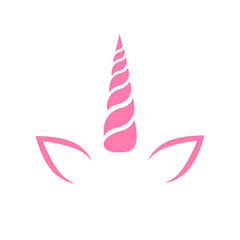 Vector flat pink unicorn horn and ears isolated on white background © Sweta