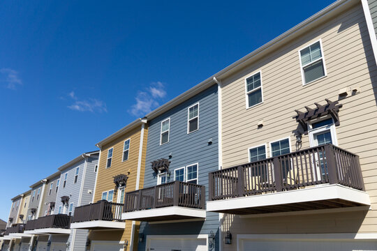 A Row Of Attached Residential Suburban Townhomes