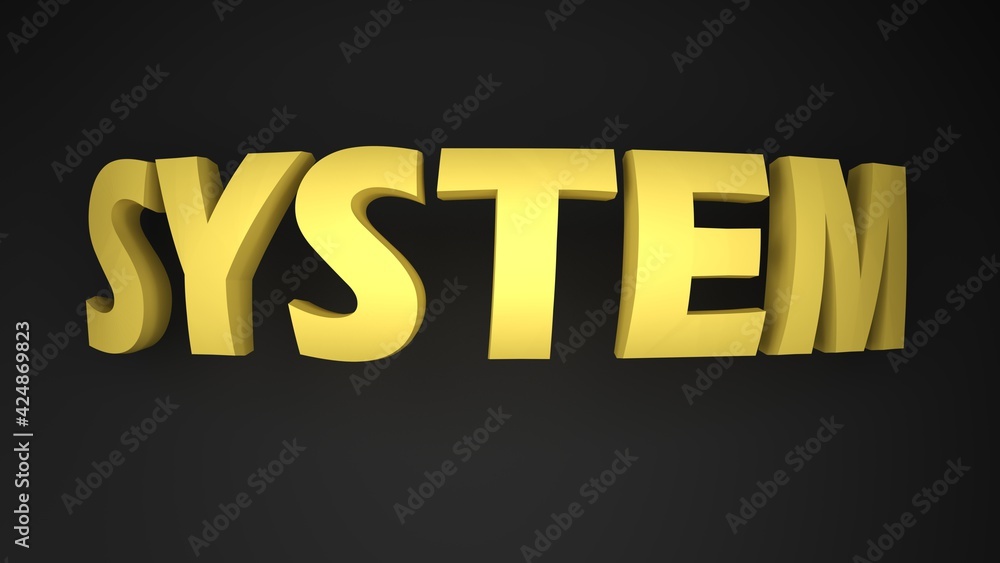Poster system yellow write isolated on black background - 3d rendering illustration