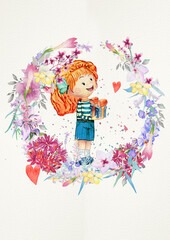 Happy mothers day. Watercolor greeting card