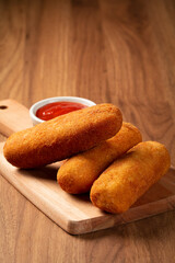 Fried risoles or Risol. Risoles stuffed with cheese and ham.