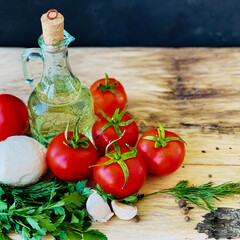 olive oil, tomatoes, garlic and peppers