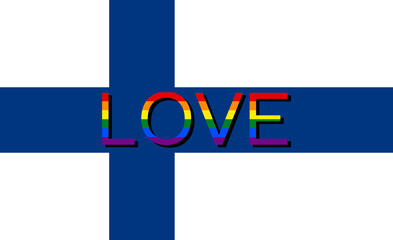 Finnish flag and rainbow message 