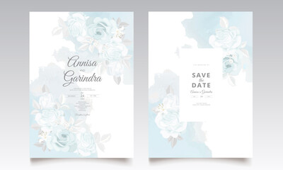 Romantic wedding invitation card  with watercolor background premium vector