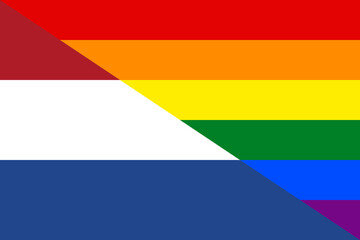 Netherlands's and rainbow flags. Gay concept. Pride.