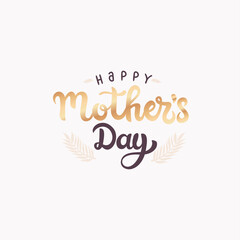 Happy Mothers day modern calligraphy. Hand draw golden lettering for elegant greeting card, poster, paint. Freehand drawing. Modern vector illustration. Isolated on pastel pink background.